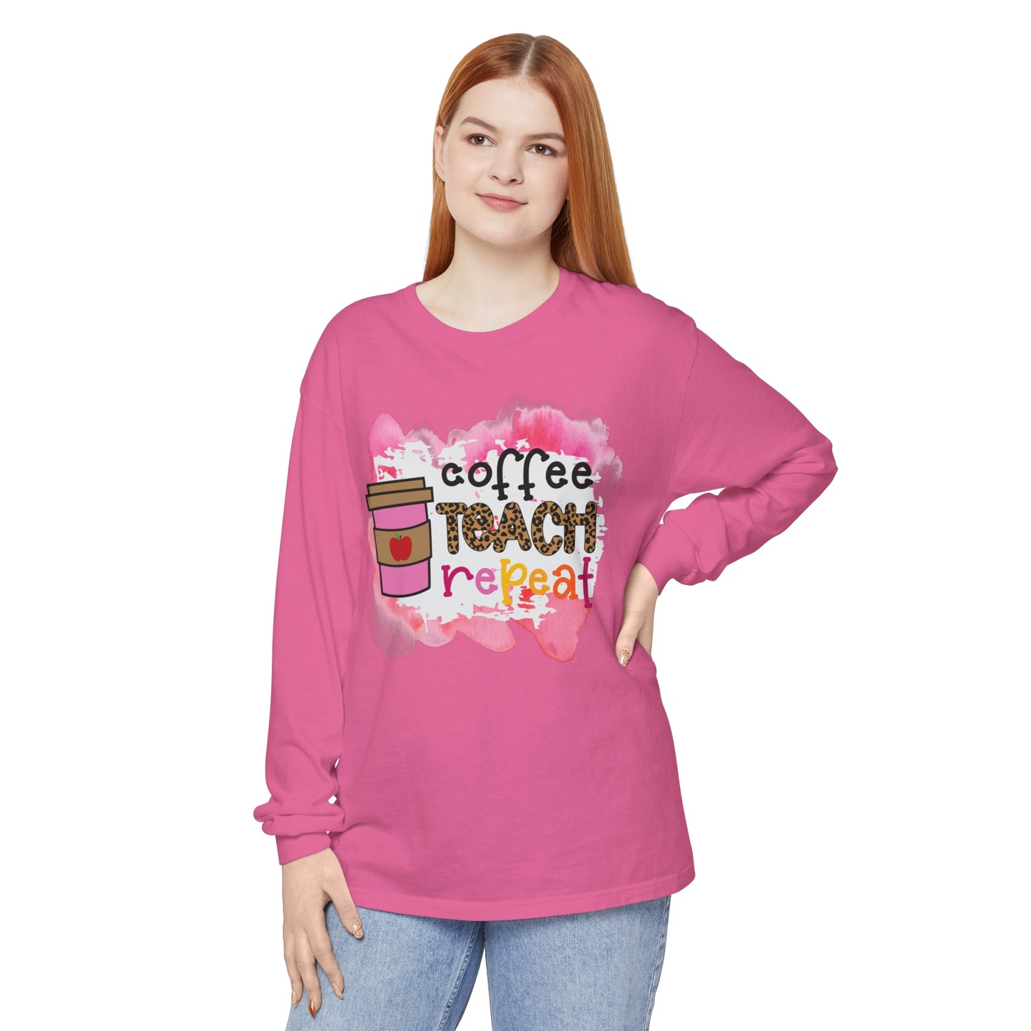 Coffee Teach Repeat Long Sleeve T-Shirt