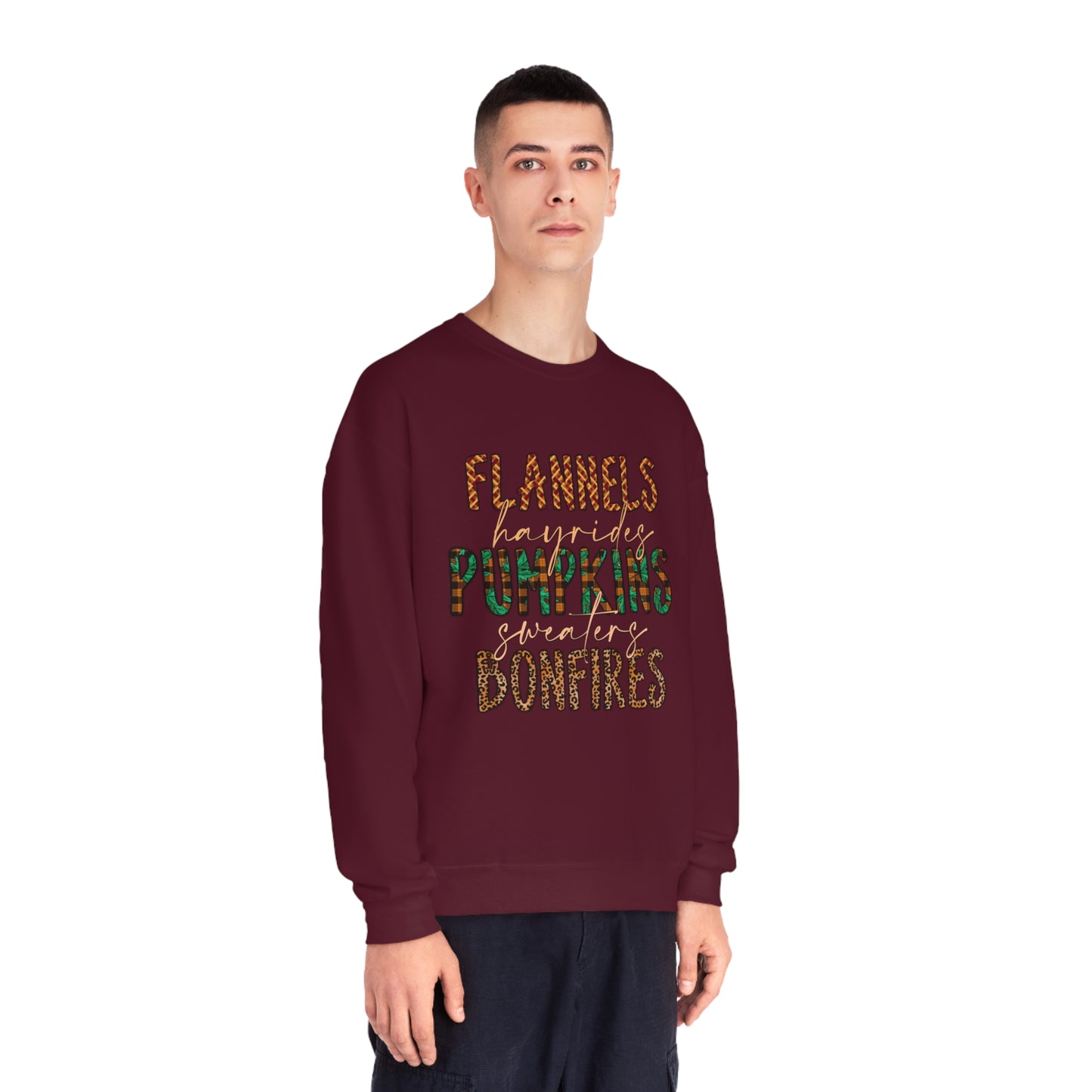 Flannels, Hayrides, Pumpkins, Sweaters, Bonfires Crewneck Sweatshirt