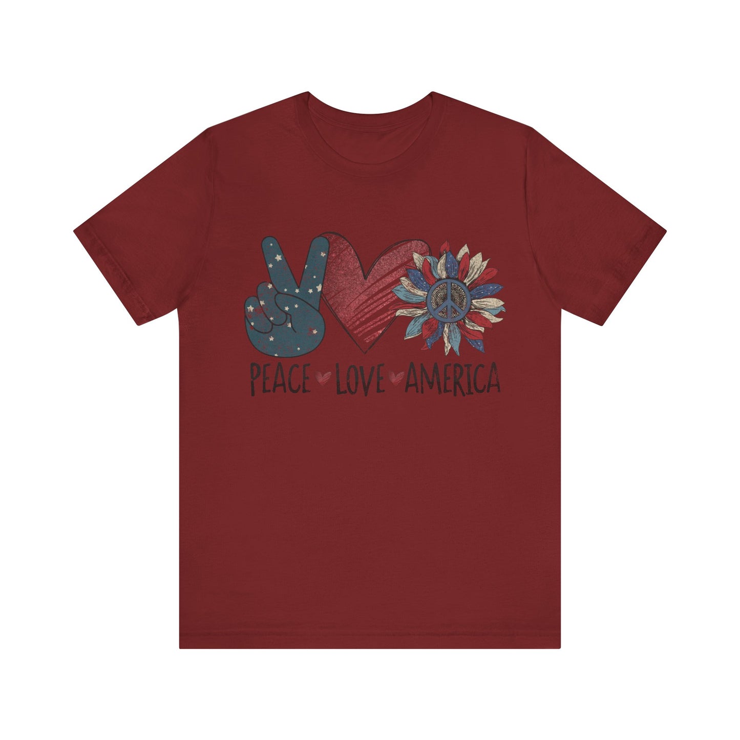 Peace Love America Jersey Short Sleeve Tee