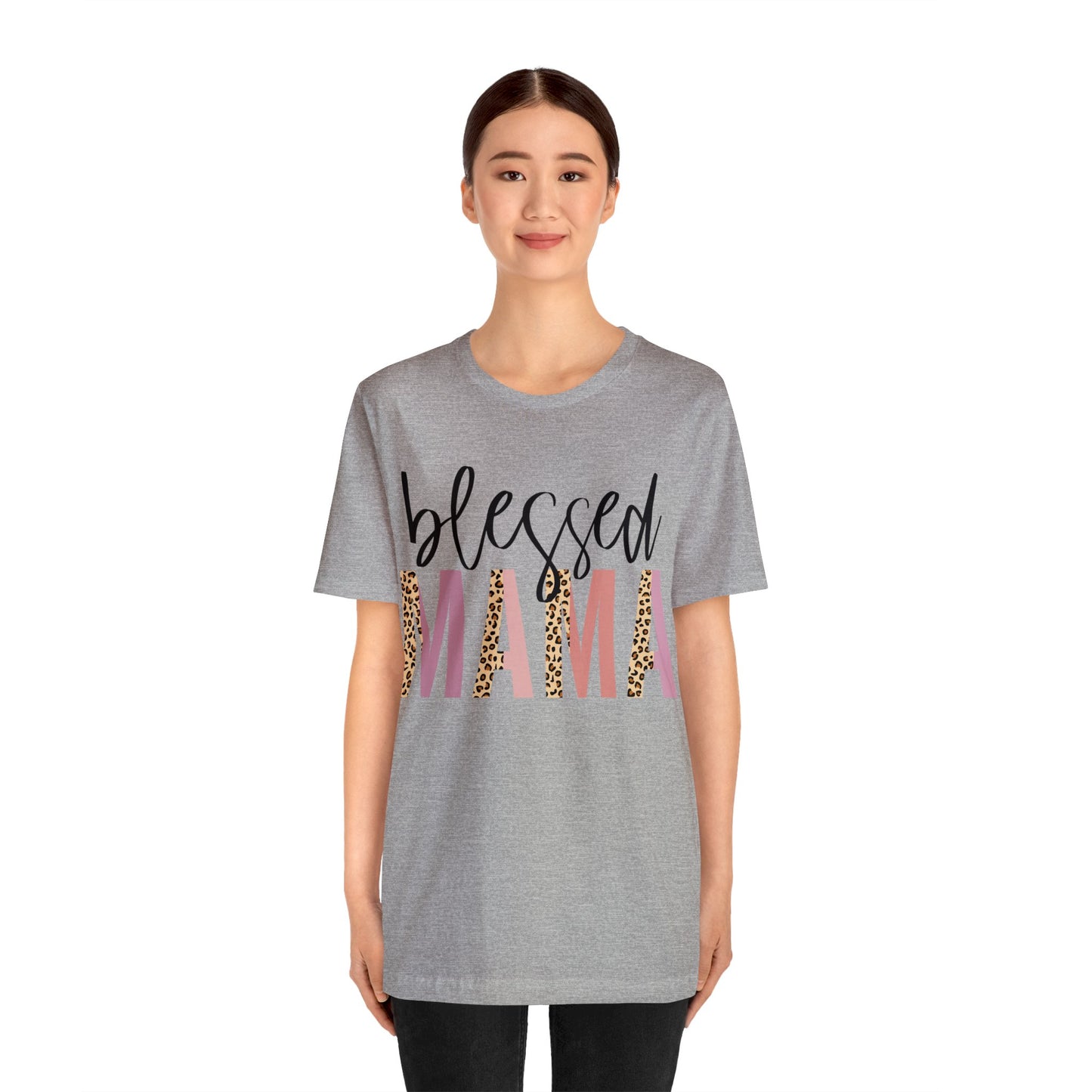 Blessed Mama Leopard print short sleeve tshirt