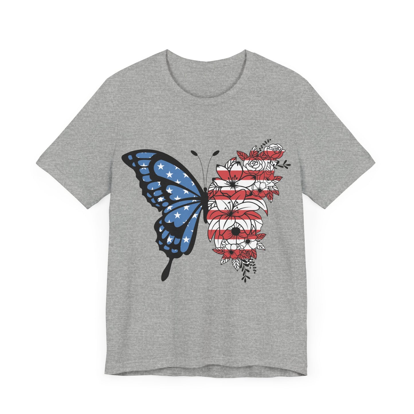 Red, White & Butterfly Jersey Short Sleeve Tee