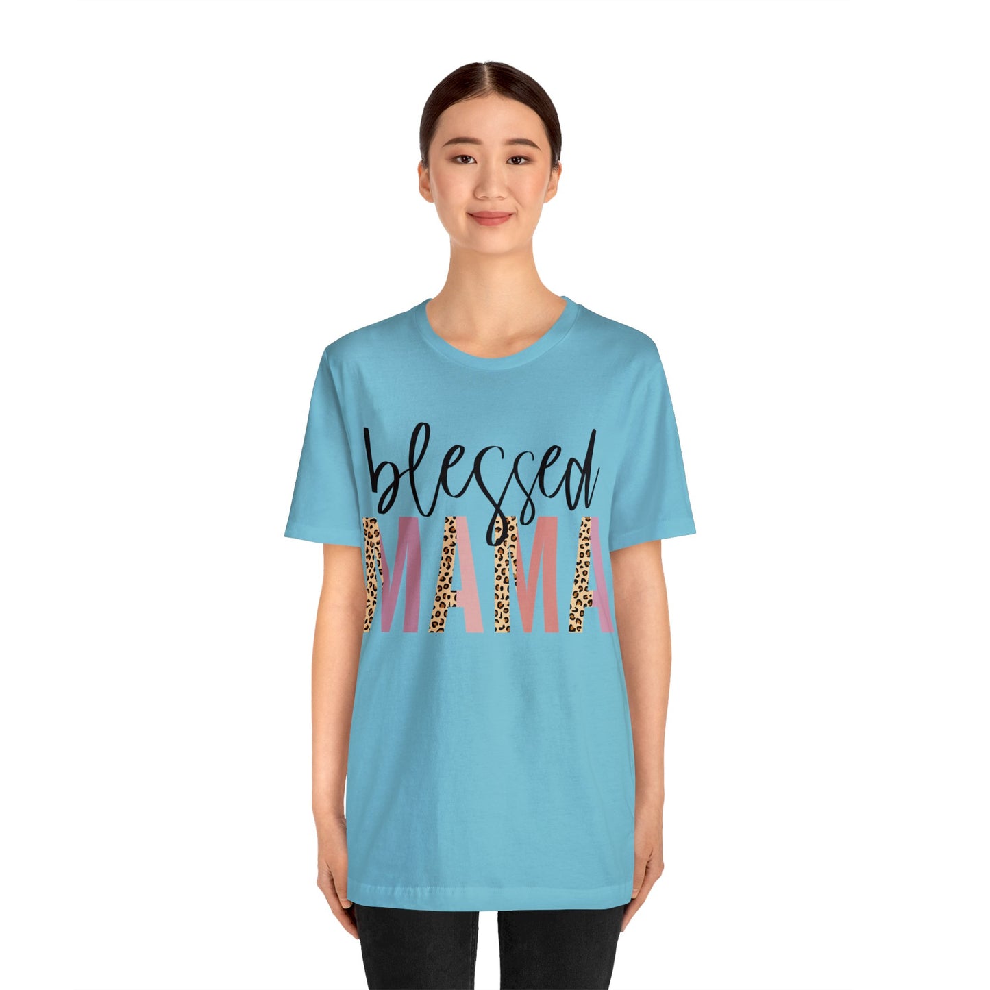 Blessed Mama Leopard print short sleeve tshirt