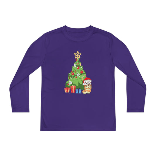 Christmas Tree Bingo Youth Long Sleeve Competitor Tee
