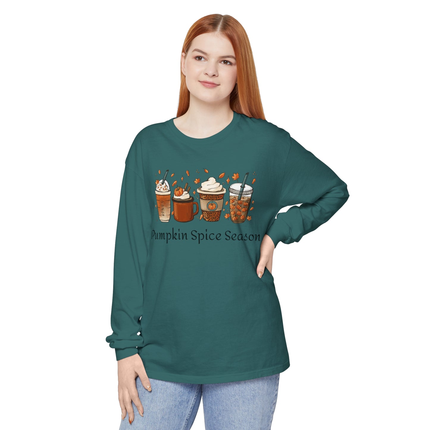Pumpkin Spice Season Garment-dyed Long Sleeve T-Shirt