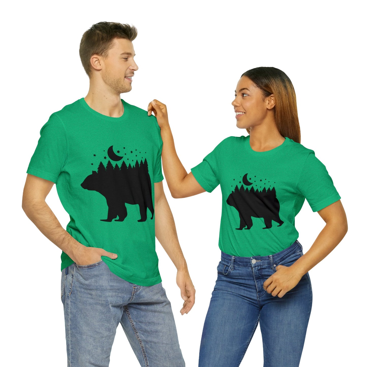 Bear - Forest - Night Sky Short Sleeve Tshirt
