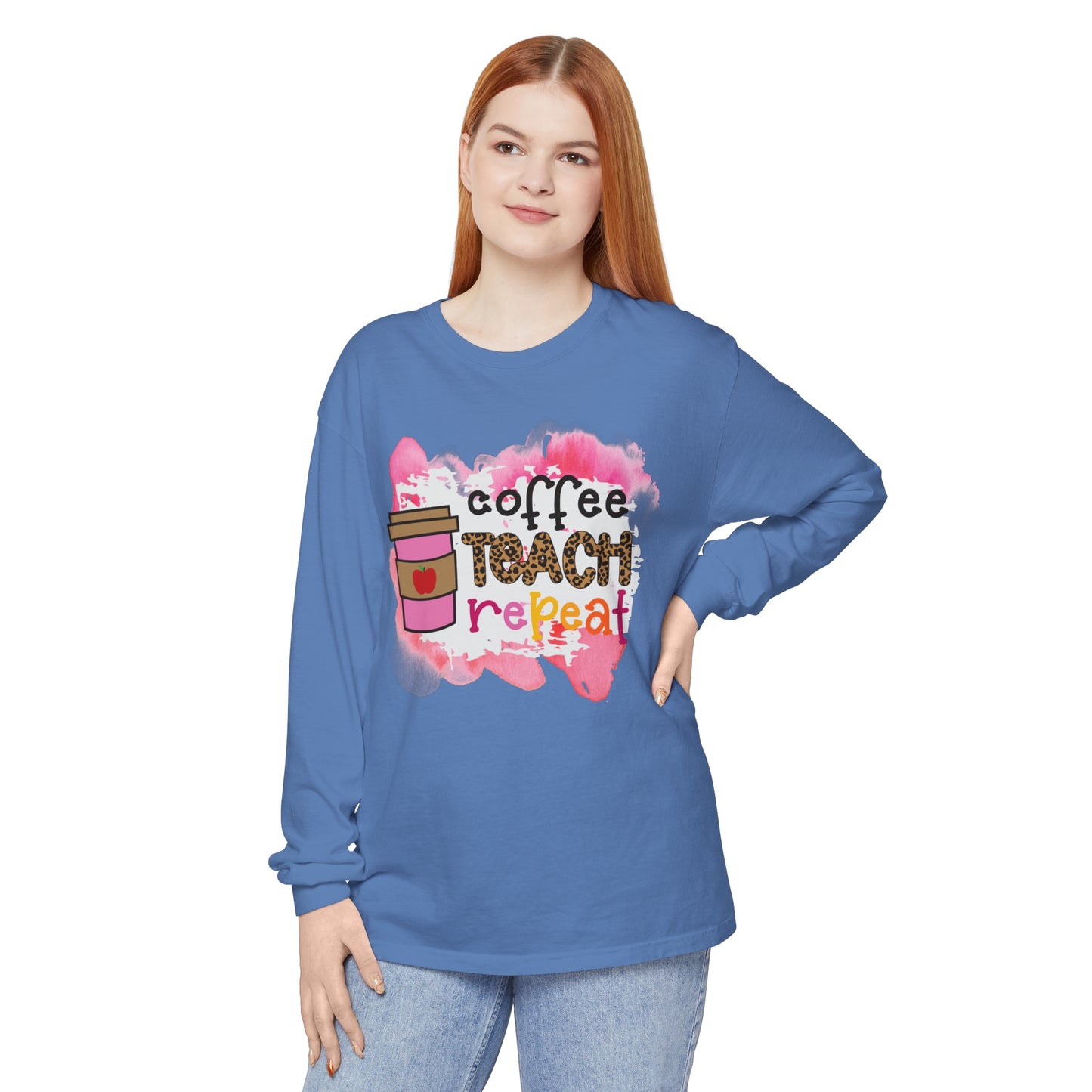 Coffee Teach Repeat Long Sleeve T-Shirt