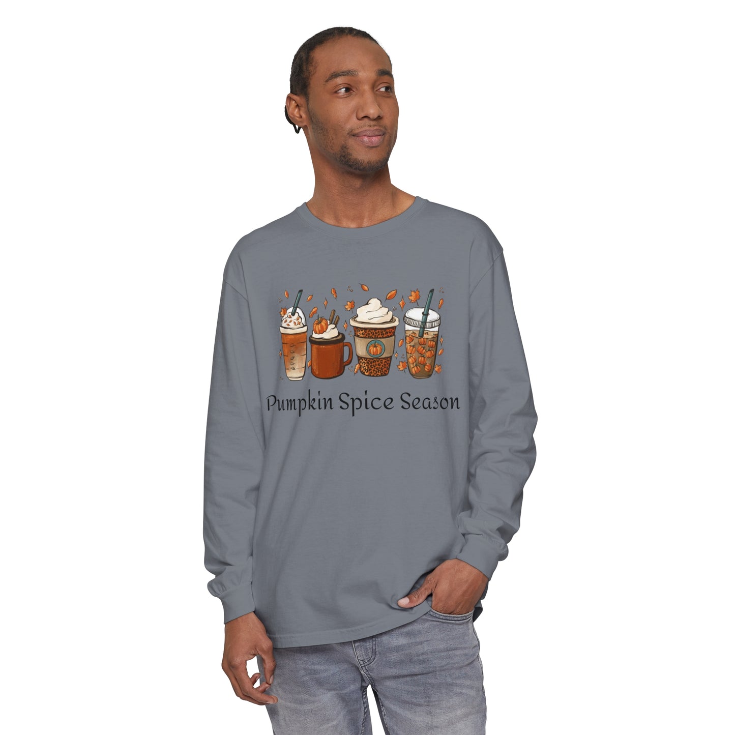 Pumpkin Spice Season Garment-dyed Long Sleeve T-Shirt