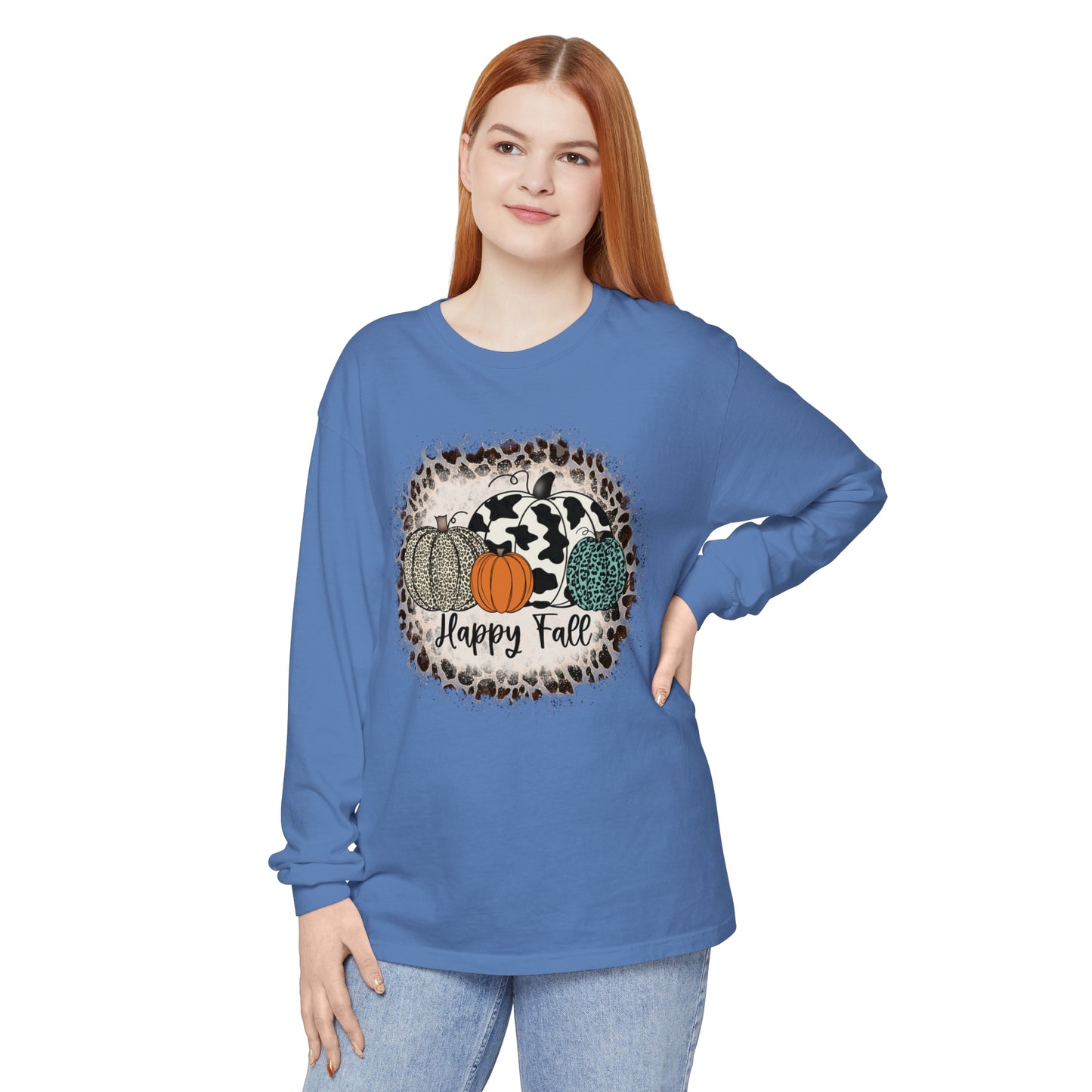 Happy Fall Garment-dyed Long Sleeve T-Shirt