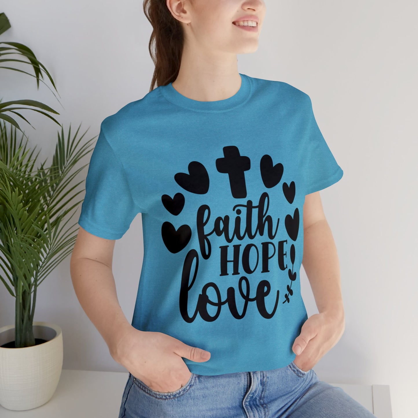 Faith Hope Love (front) Pray (back) Short Sleeve Tshirt