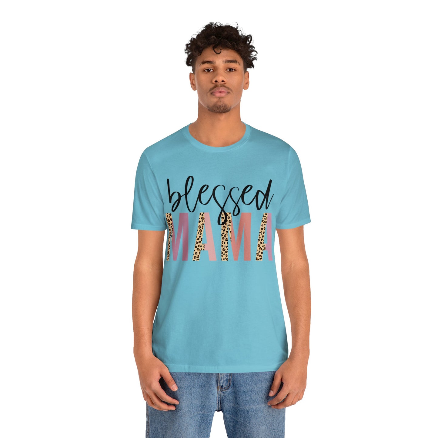 Blessed Mama Leopard print short sleeve tshirt