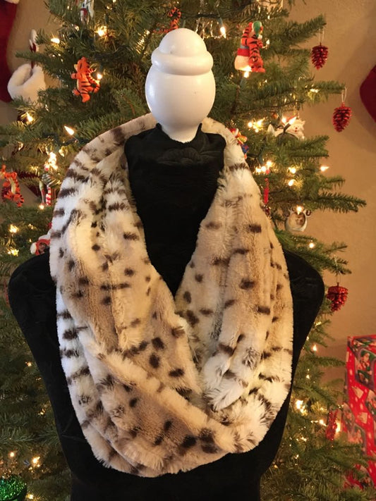 Aspen snow leopard minky infinity scarf