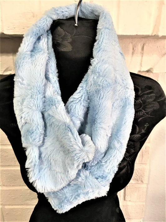 Baby blue hide minky infinity scarf