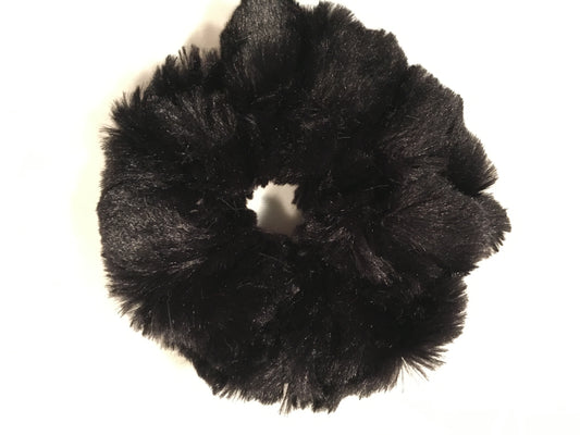 Black chinchilla minky scrunchy