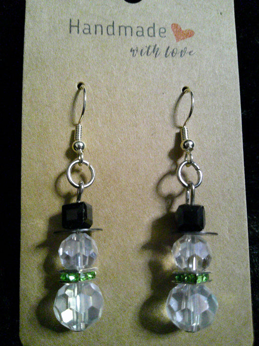 Beaded snowman with green scarf