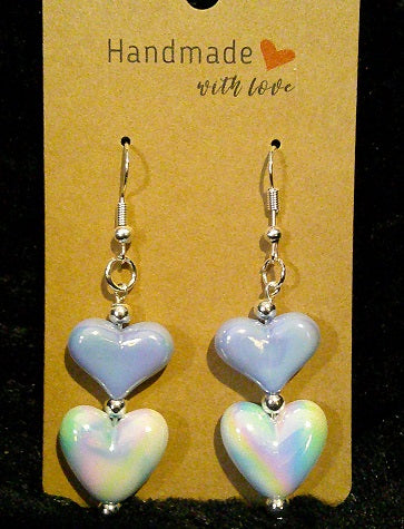 Blue heart on pearl blue heart