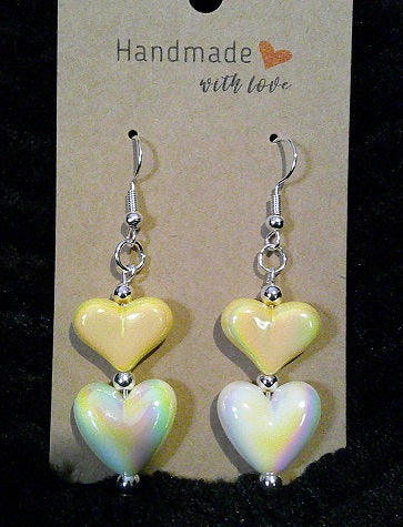 Dark yellow heart on pearl yellow heart