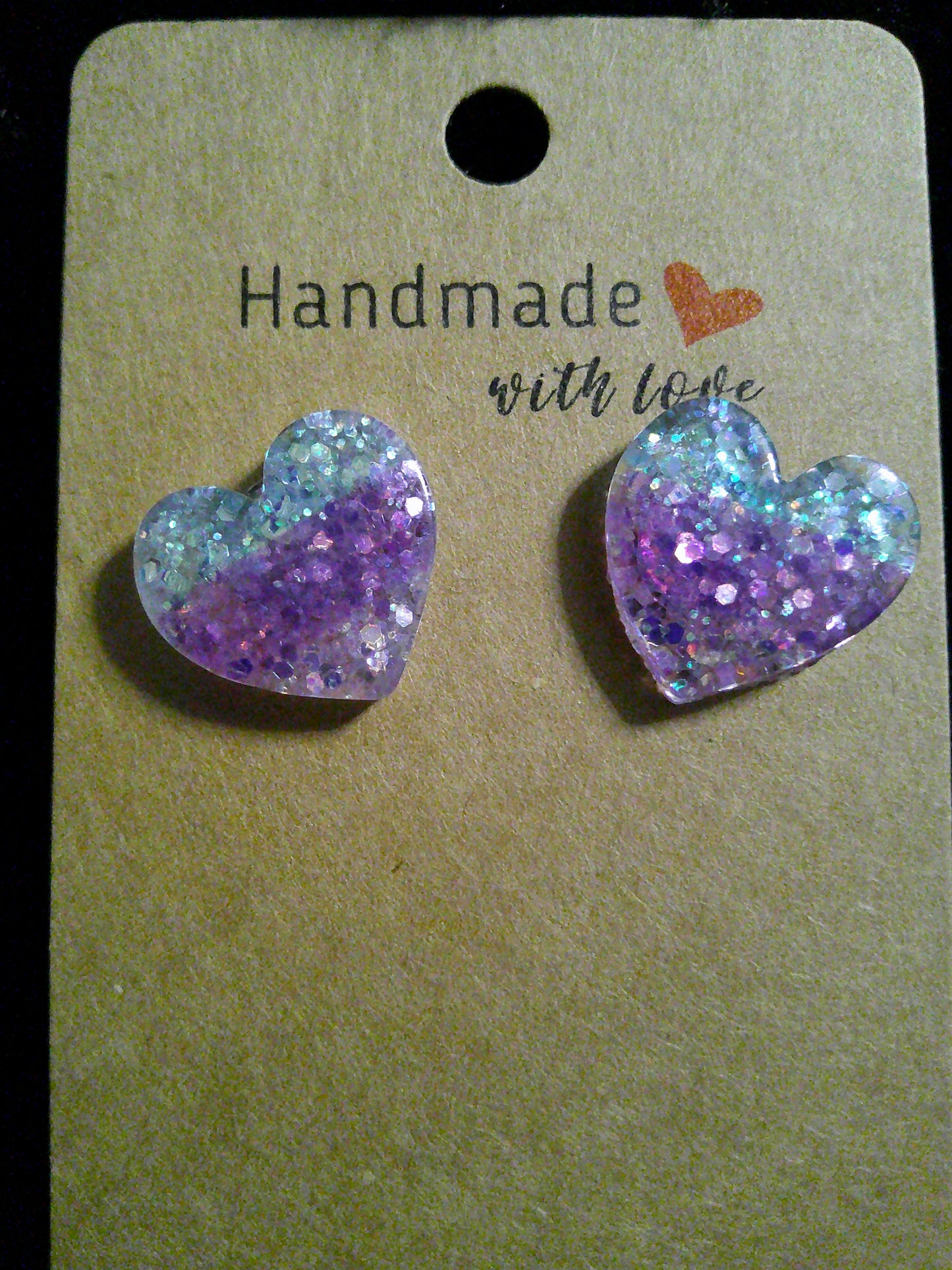 Glitter heart purple stripe