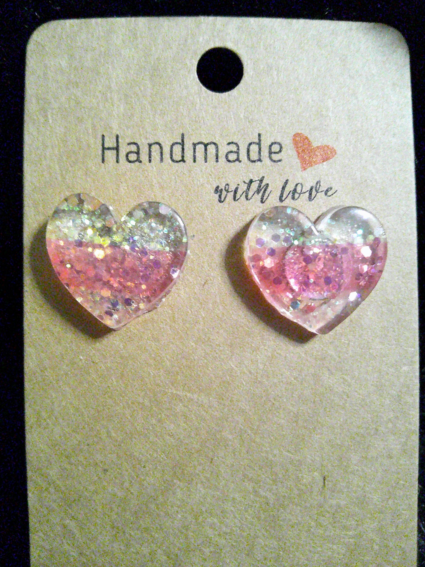 Glitter heart pink stripe
