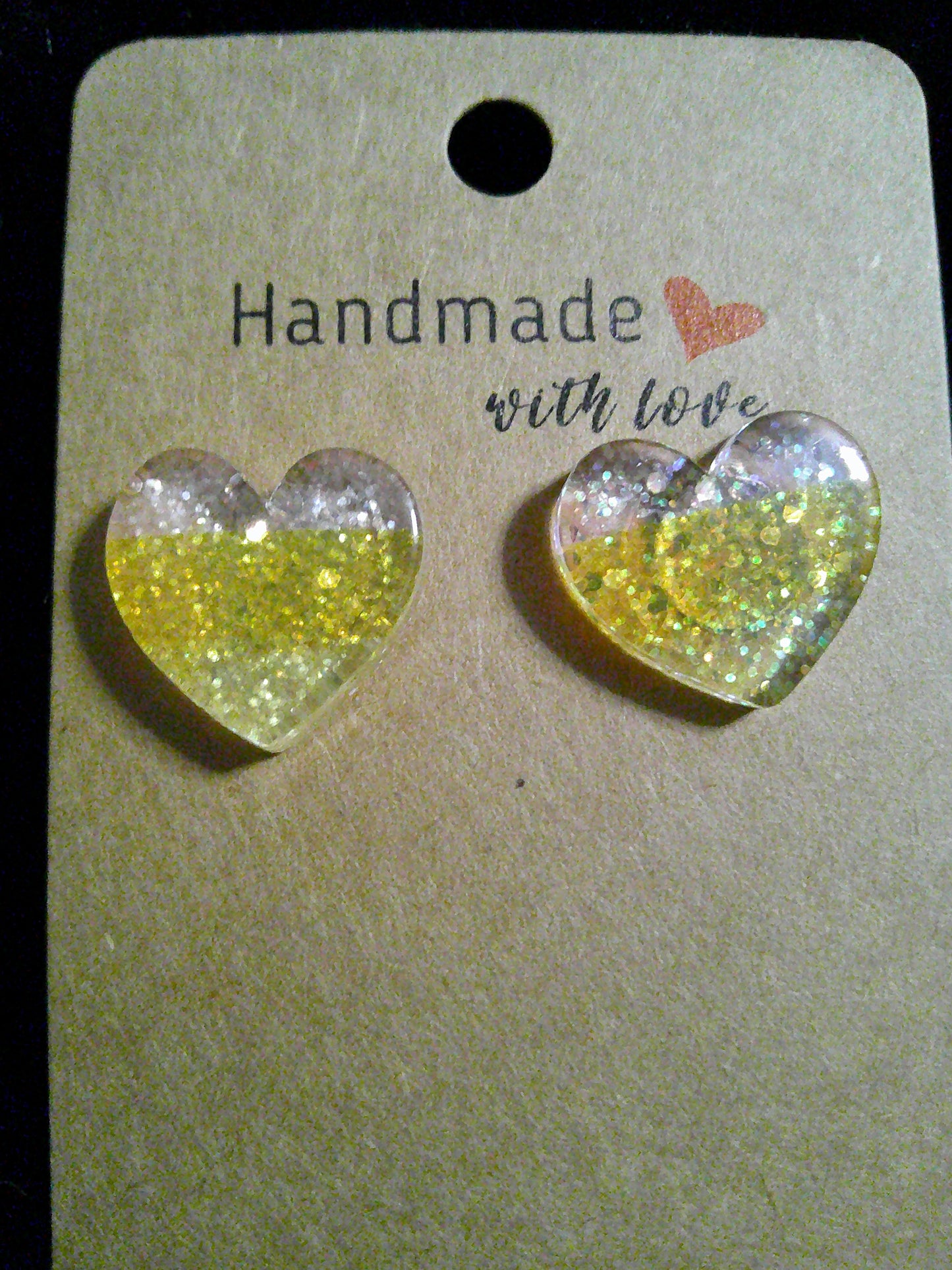 Glitter heart yellow stripe