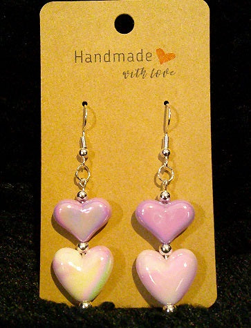 Lavender heart on pearl purple heart