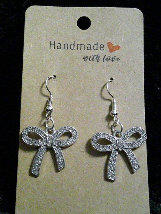 Silver rhinestone bows